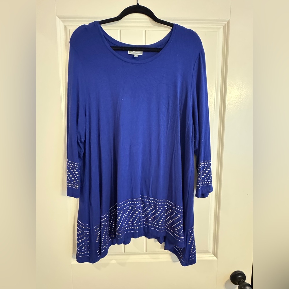 JM Collection Royal Blue Blouse XL